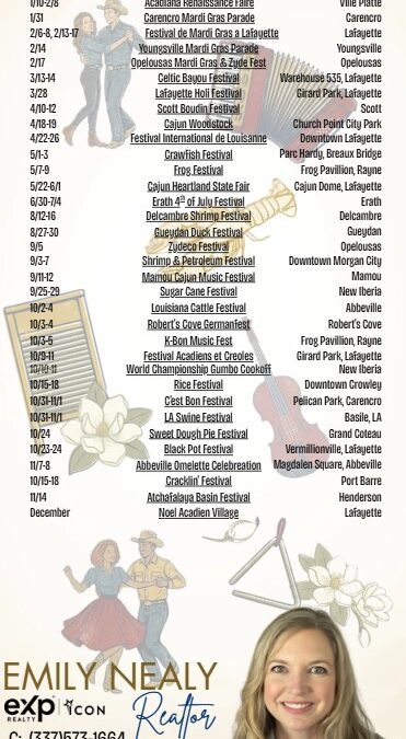Acadiana’s 2026 Festival Schedule